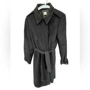 Black Belted Wool Trench Coat